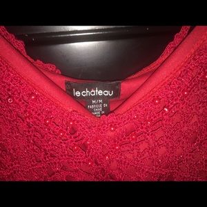 Red crochet and beaded tank.